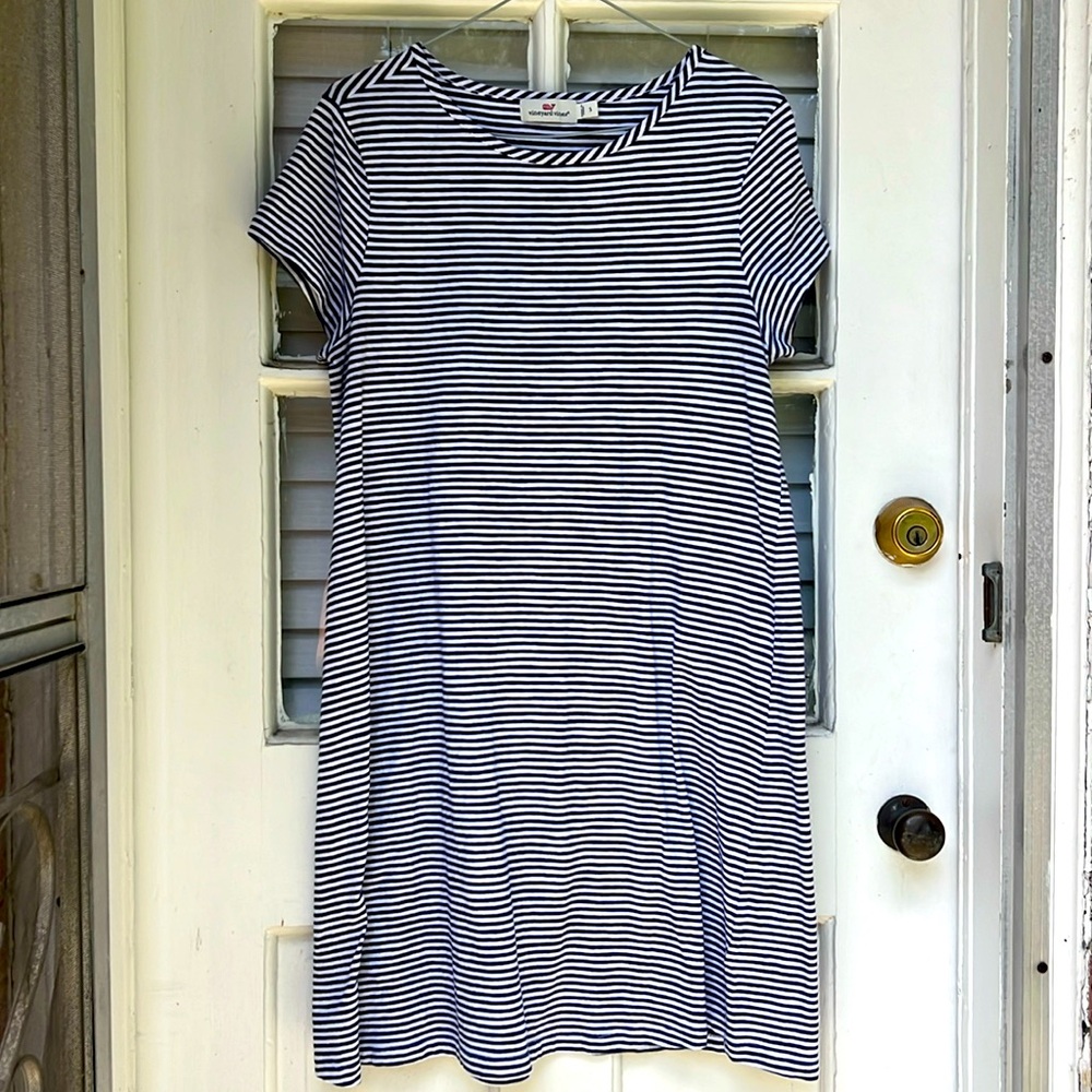 EUC Vineyard Vines Breton Stripe cap sleeve A line  dress